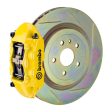 Brembo 10-15 Camaro V6 Rear GT BBK 4 Piston Cast 365x28 1pc Rotor Slotted Type-1- Yellow Sale