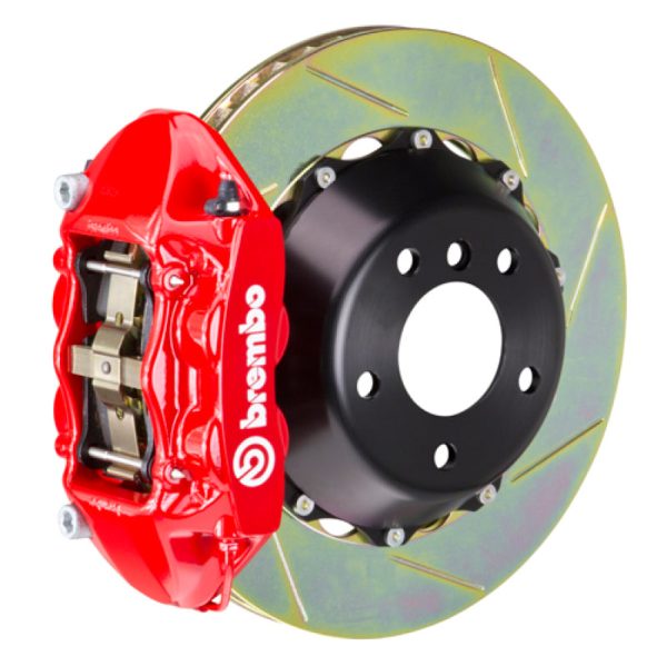 Brembo 09-16 Panamera S 4S Turbo Rear GT BBK 4 Piston Cast 380x28 2pc Rotor Slotted Type1-Red For Sale