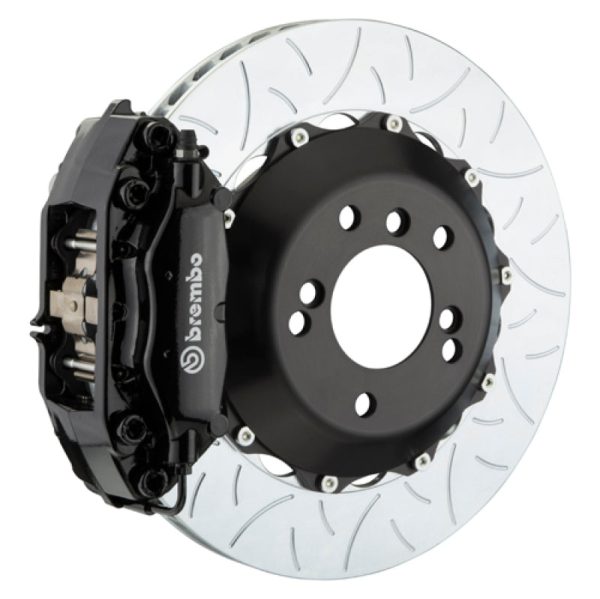 Brembo 08-13 135i (E81 E82 E88) Rear GT BBK 4 Piston Cast 345x28 2pc Rotor Slotted Type-3-Black For Sale