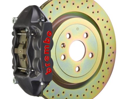 Brembo 10-15 Camaro V6 Rear GTS BBK 4 Piston Cast 365x28 1pc Rotor Drilled-Black HA Online Sale