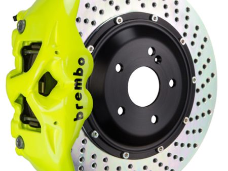 Brembo 12-16 991.1 C2 Rear GT BBK 4 Piston Cast 380x28 2pc Rotor Drilled-Fluo. Yellow Hot on Sale