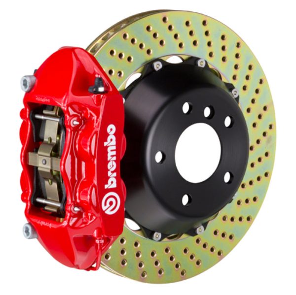 Brembo 05-13 Range Rover Sport (L320) Rear GT BBK 4 Piston Cast 380x28 2pc Rotor Drilled-Red on Sale