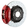 Brembo 08-09 CLK63 AMG Black Series Rear GT BBK 4 Piston Cast 345x28 2pc Rotor Slotted Type3-Red Online Sale