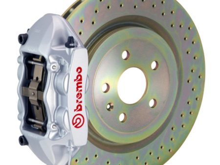 Brembo 10-15 Camaro V6 Rear GT BBK 4 Piston Cast 365x28 1pc Rotor Drilled-Silver Discount