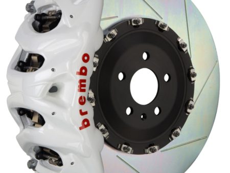 Brembo 11-18 Cayenne Turbo Rear GT BBK 4 Piston Cast 380x28 2pc Rotor Slotted Type-1- White Cheap