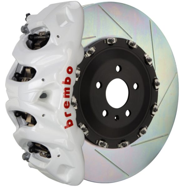 Brembo 11-18 Cayenne Turbo Rear GT BBK 4 Piston Cast 380x28 2pc Rotor Slotted Type-1- White Cheap