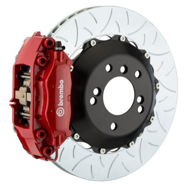 Brembo 12-14 328i MSport Brakes Excl xDrive Rr GT BBK 4Pis Cast 345x28 2pc Rtr Slot Type3-Red For Discount