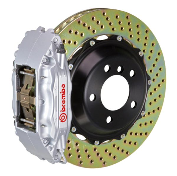 Brembo 11-23 Challenger w V8 Exc AWD SRT8 Fr GT BBK 6Pis Cast 355x32 2pc Rotor Drilled-Silver For Discount