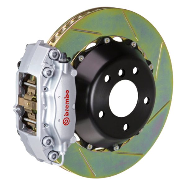 Brembo 04-10 5-Series (Excl. xDrive M5) Rr GT BBK 4Pist Cast 2pc 345x28 2pc Rotor Slot Type1-Silver Online now