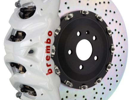 Brembo 14+ Model S AWD (w  DC) (Excl Plaid) Rr GT BBK 4Pis Cast 365x29 2pc Rotor Drilled-White Discount