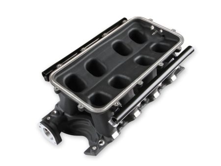 8.2  SBF Ford Hi-Ram EFI Manifold with Side Mount Top-Black 8.2  SBF Ford Hi-Ram Intake Manifold with 95mm 1986-95 Ford 5.0 Throttle Body Flange Side Mount Top. Black Online now