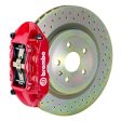 Brembo 10-15 Camaro V6 Rear GT BBK 4 Piston Cast 365x28 1pc Rotor Drilled-Red Hot on Sale