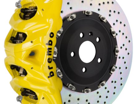 Brembo 16+ Q7 (4M) 19+ Q8 (4M) Front GT BBK 8 Piston Cast 412x38 2pc Rotor Drilled- Yellow Online Sale