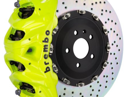 Brembo 14+ Model S AWD (w  DC) (Excl Plaid) Rr GT BBK 4Pis Cast 365x29 2pc Rtr Drill-Fluo. Yellow Discount