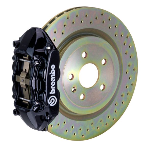 Brembo 10-15 Camaro V6 Rear GT BBK 4 Piston Cast 365x28 1pc Rotor Drilled-Black Online