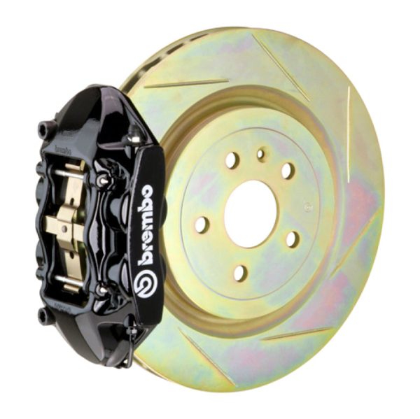 Brembo 10-15 Camaro V6 Rear GT BBK 4 Piston Cast 365x28 1pc Rotor Slotted Type-1-Black on Sale